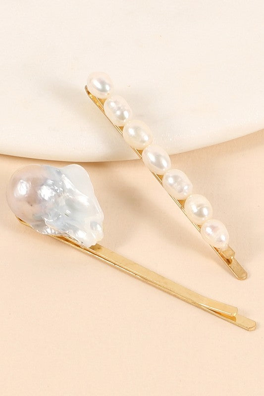 Pearls Metal Pins Set Of Two