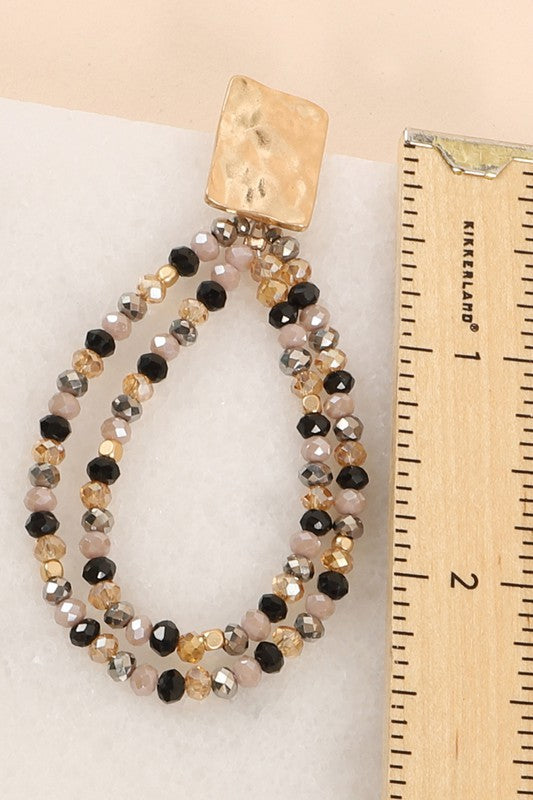 Layered Glass Beaded Tear Drop Earrings