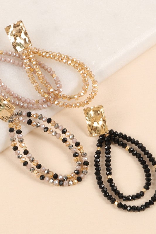 Layered Glass Beaded Tear Drop Earrings