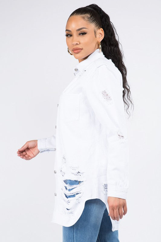 Women's Long Oversized Denim Shirt Jacket