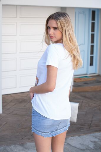 Women's High Heel Tee with Pearl Embellishment