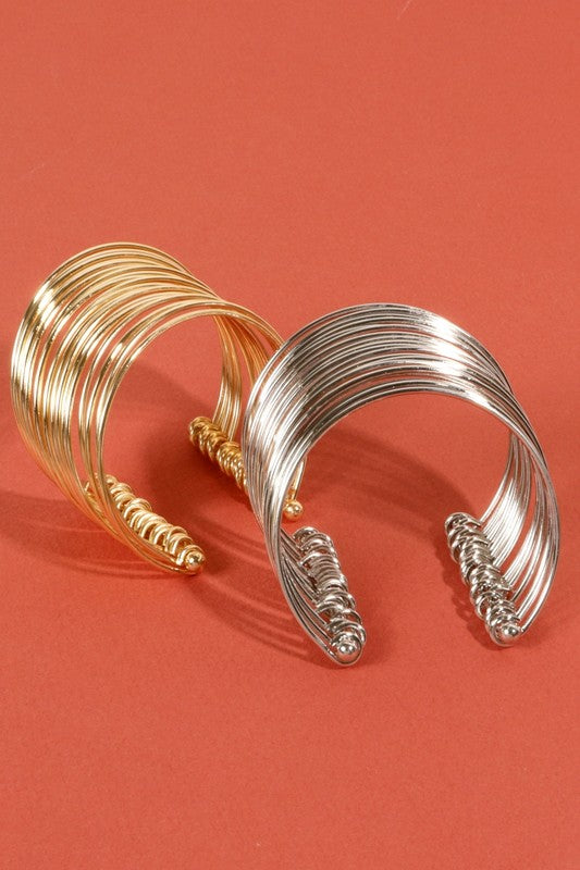 Wire Metal Layered Open Bracelet