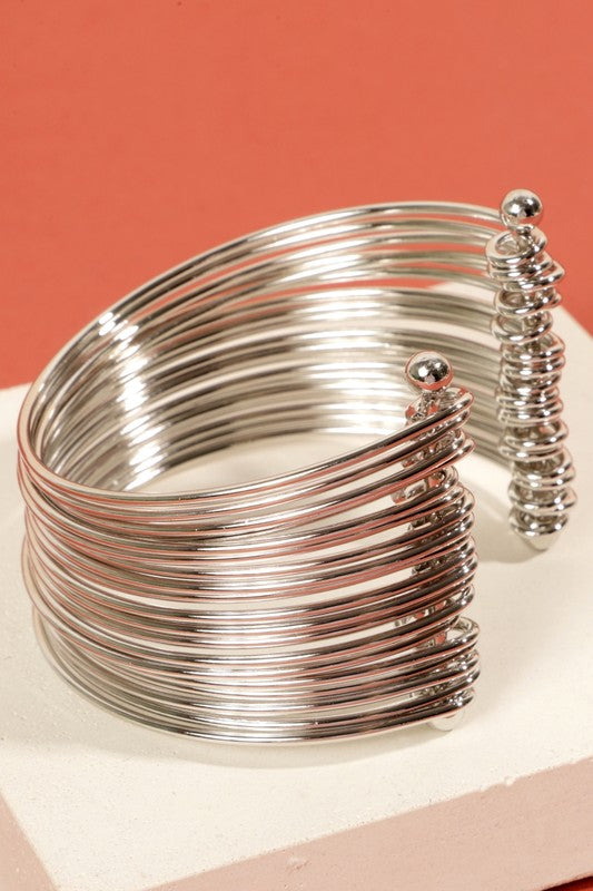 Wire Metal Layered Open Bracelet