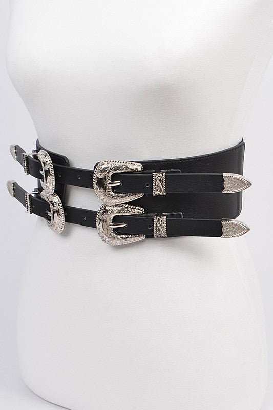 Women's Thick Swirl Metal Buckle Belt