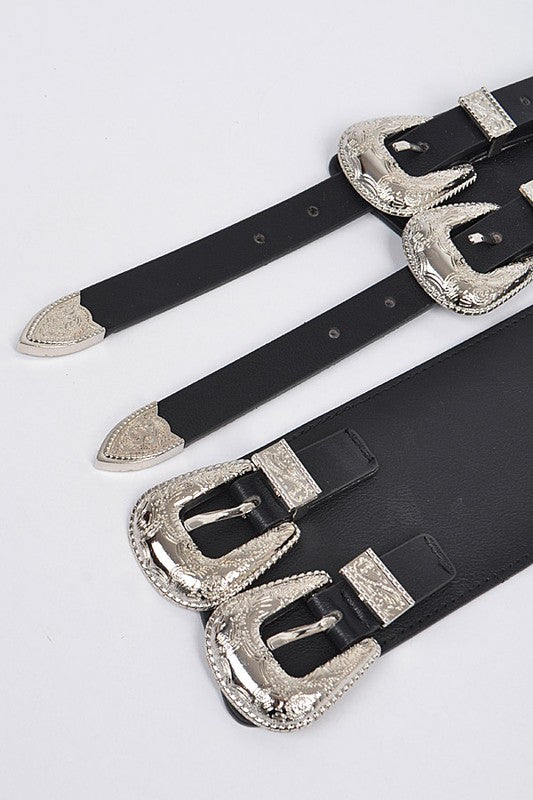 Women's Thick Swirl Metal Buckle Belt
