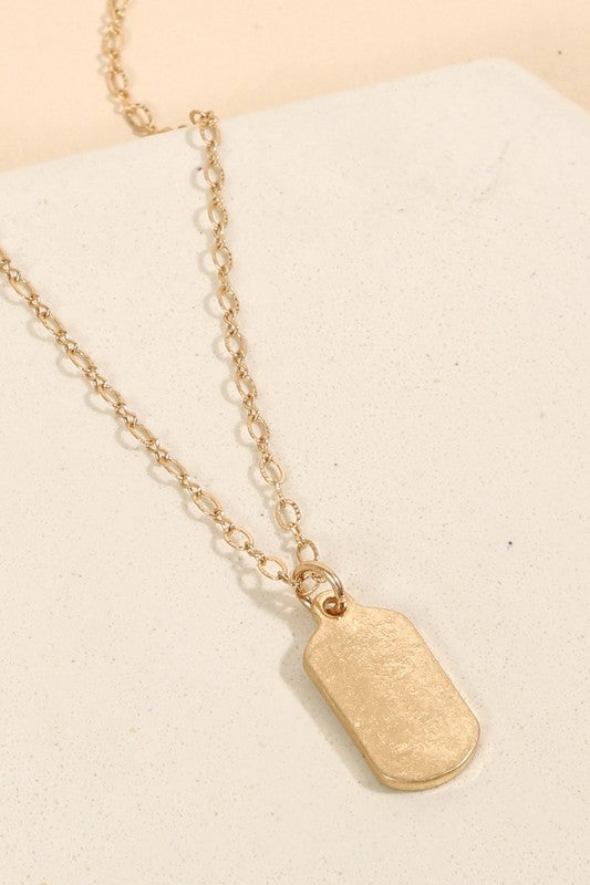 Name Tag Metal Pendant Short Necklace