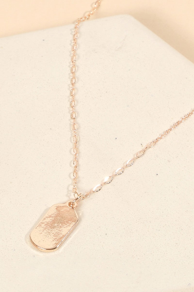 Name Tag Metal Pendant Short Necklace