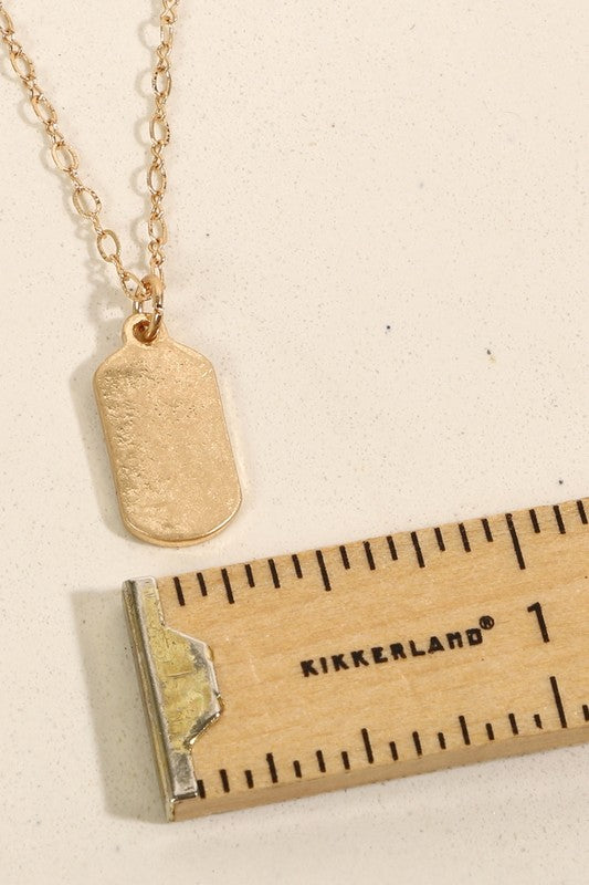 Name Tag Metal Pendant Short Necklace