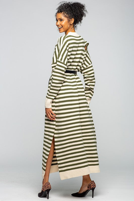 Women's Striped Oversized Long Sweater Dress