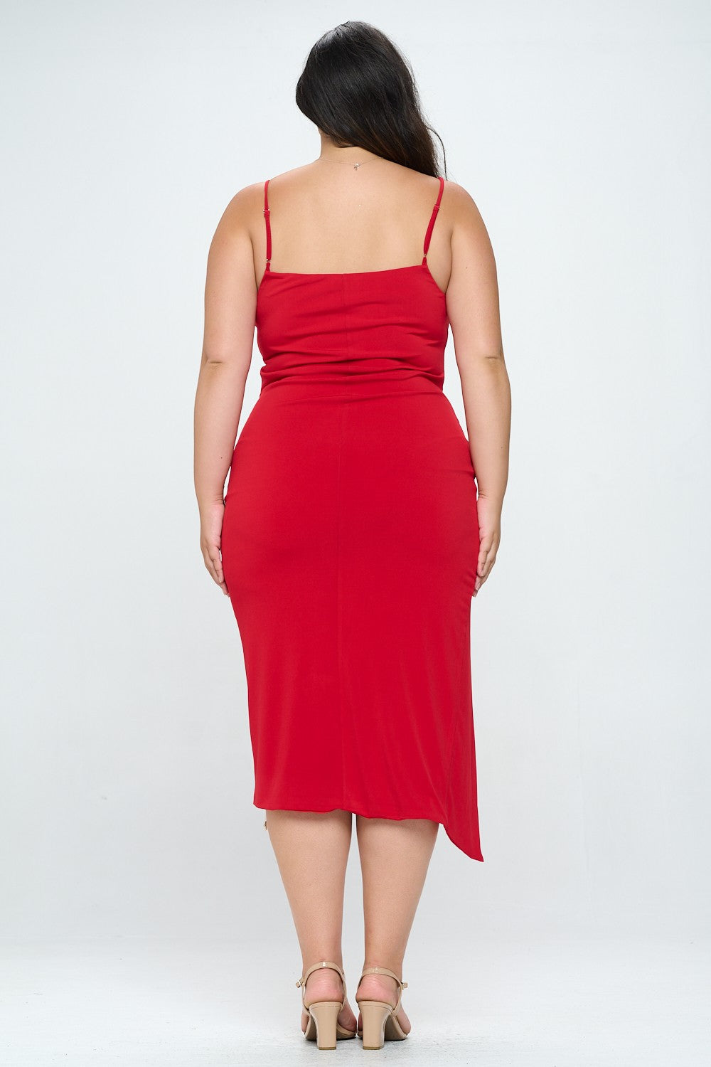 Plus Size Sleeveless Side Button Bodycon Dress