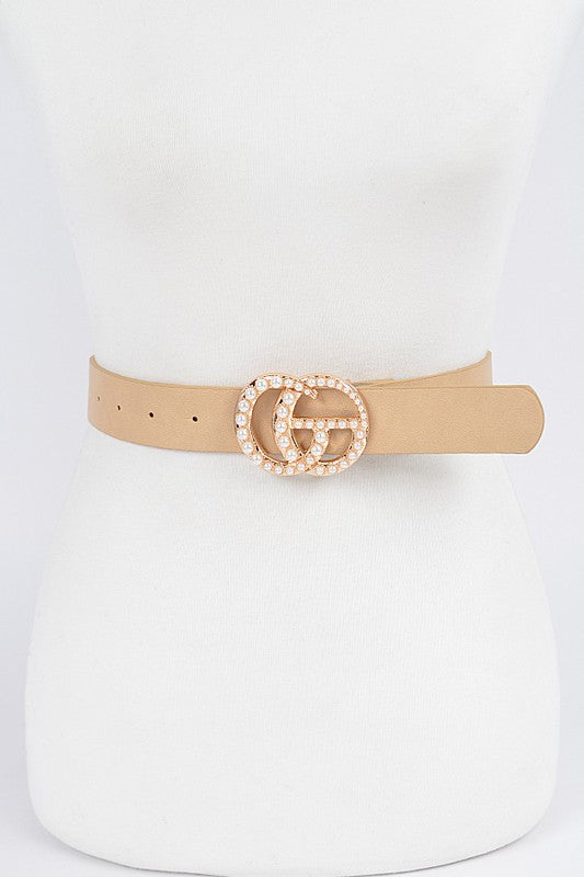 Faux Pearl Leather Belt