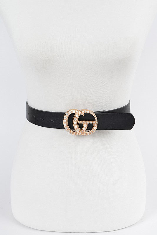 Faux Pearl Leather Belt