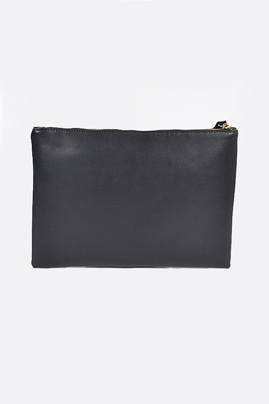 Black Full Spike Pouch Clutch Purse with suede Tassel