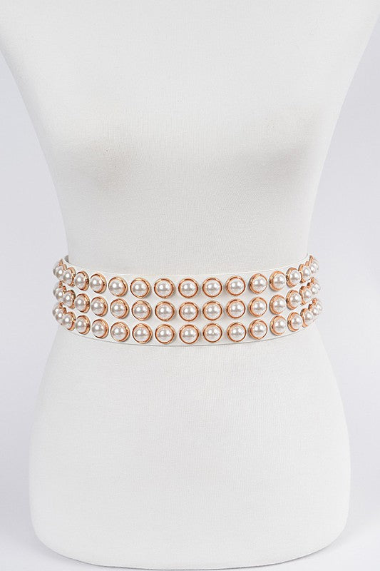 Full Pearl Studded Waist Belt