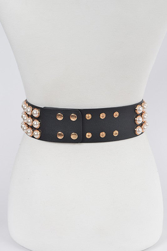 Full Pearl Studded Waist Belt