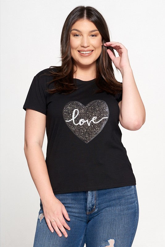Plus Short Sleeve Love Graphic Top