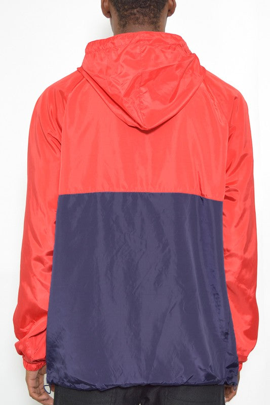Men's Color Block Anorak Pullover Windbreaker Jacket