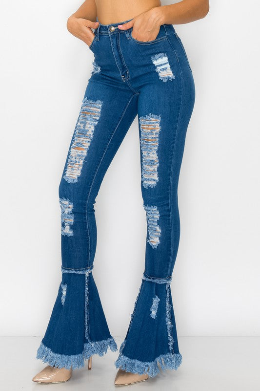 Flare Ripped Denim Jeans