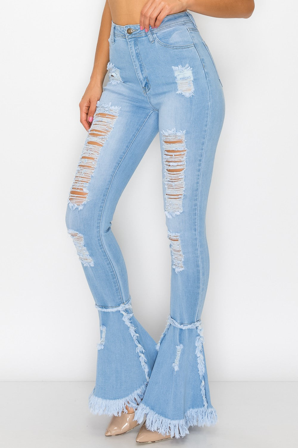 Flare Ripped Denim Jeans