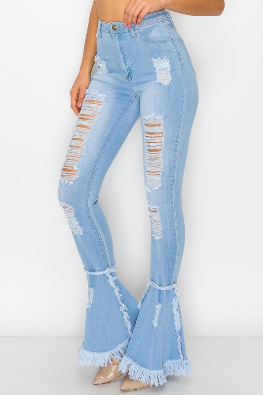 Flare Ripped Denim Jeans