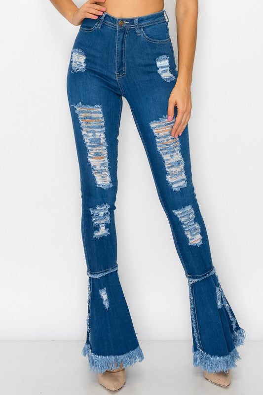 Flare Ripped Denim Jeans