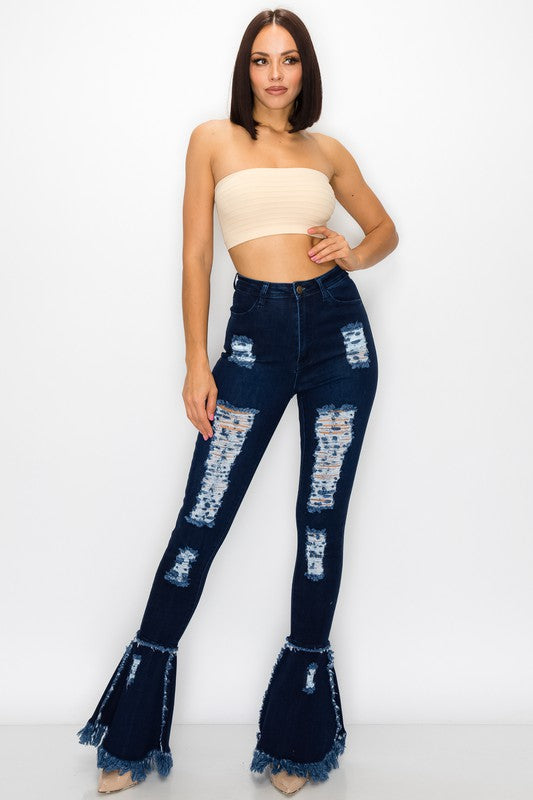 Flare Ripped Denim Jeans