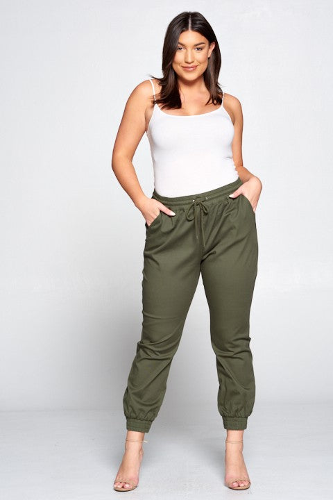 Women's Plus Size Stylish Twill Jogger Pants