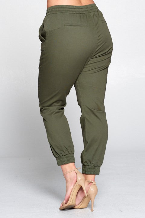 Women's Plus Size Stylish Twill Jogger Pants
