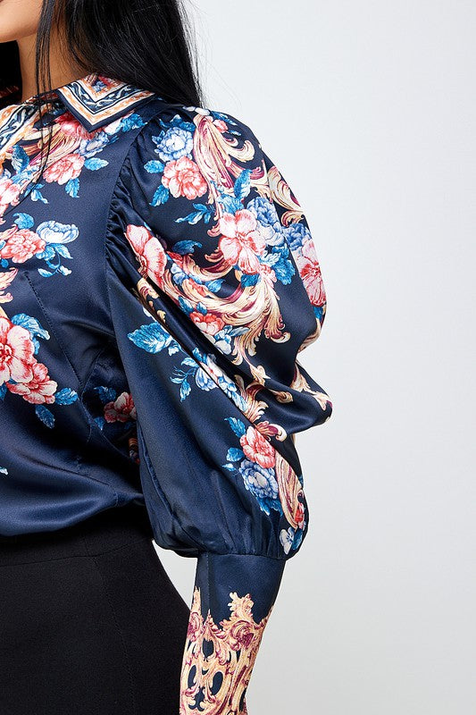 Women's Ladies Balloon Cuff Sleeve Blouse