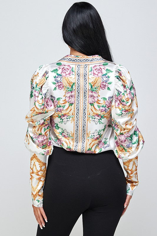 Women's Ladies Balloon Cuff Sleeve Blouse
