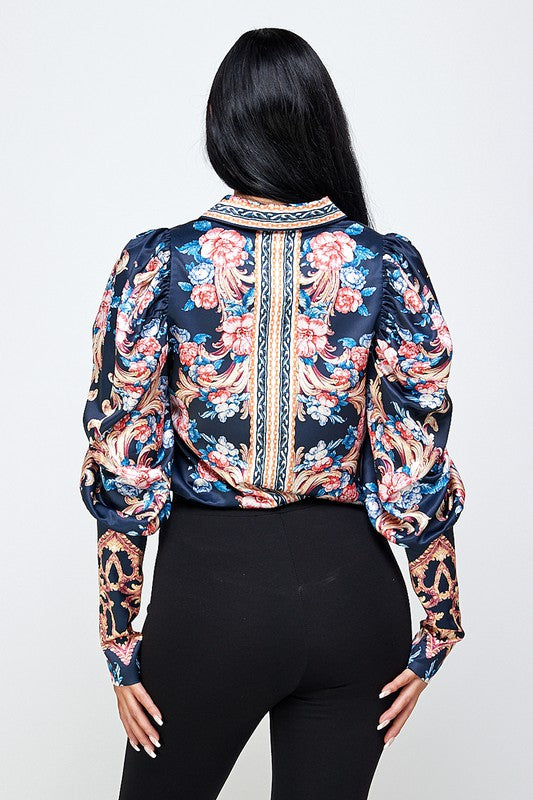 Women's Ladies Balloon Cuff Sleeve Blouse