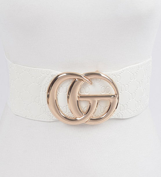 CG Buckle Embossed Elastic Belt