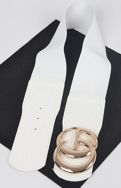 CG Buckle Embossed Elastic Belt