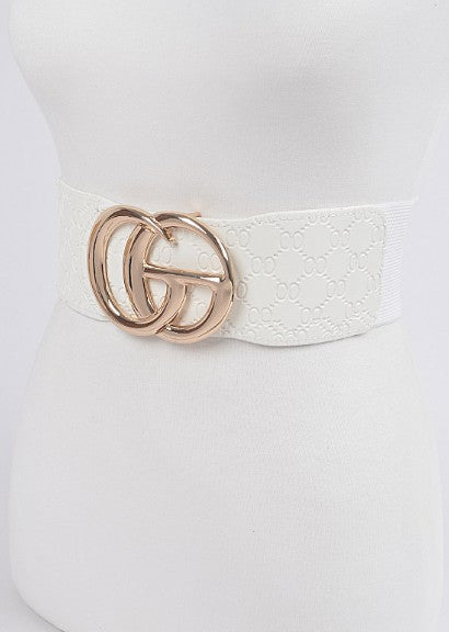 CG Buckle Embossed Elastic Belt