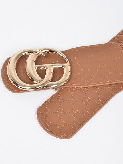 CG Buckle Embossed Elastic Belt