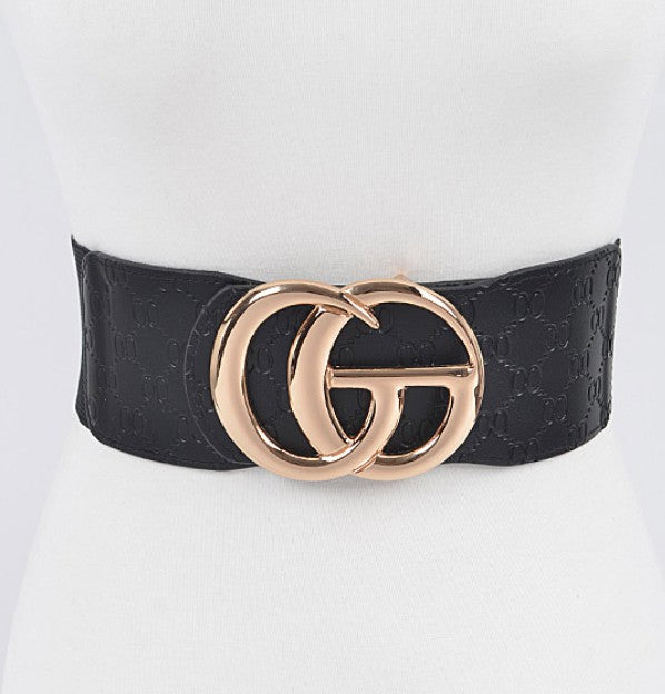CG Buckle Embossed Elastic Belt