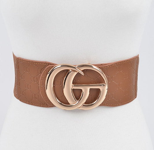 CG Buckle Embossed Elastic Belt