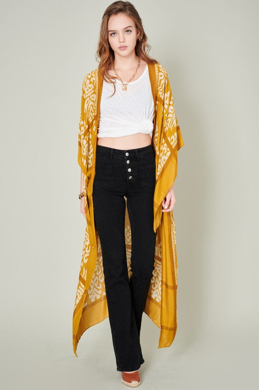 Long Mixed Print Kimono