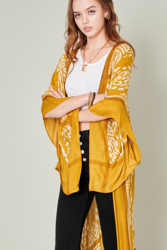 Long Mixed Print Kimono