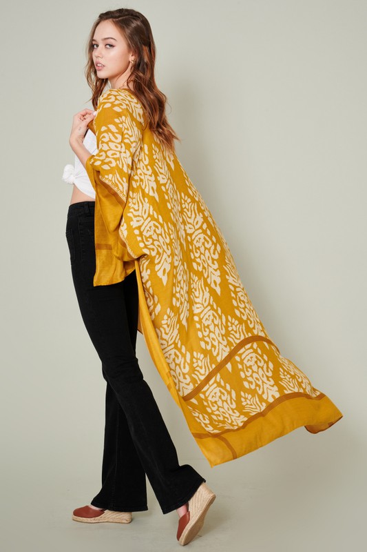 Long Mixed Print Kimono