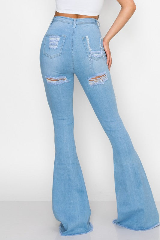 Ripped Flare High Waist Jeans