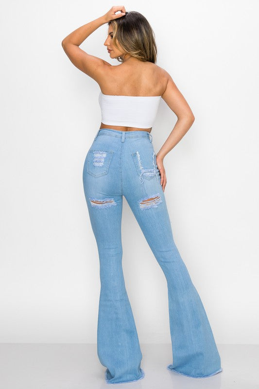 Ripped Flare High Waist Jeans