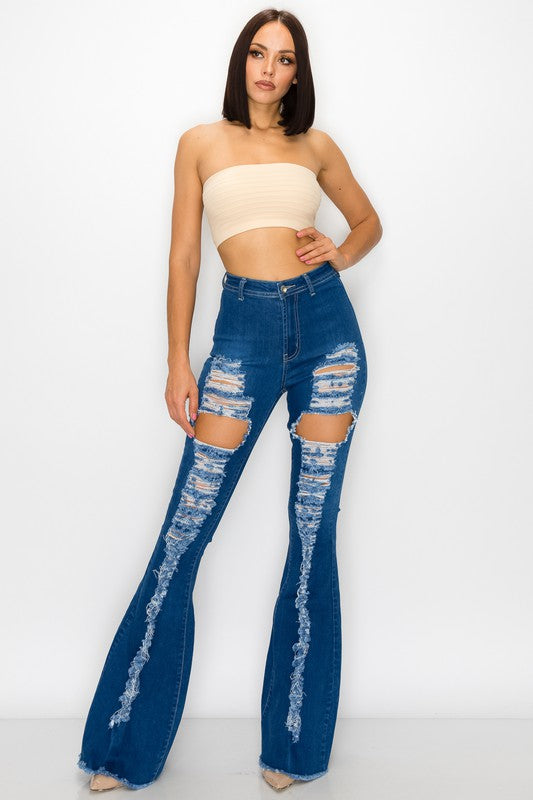 Ripped Flare High Waist Jeans