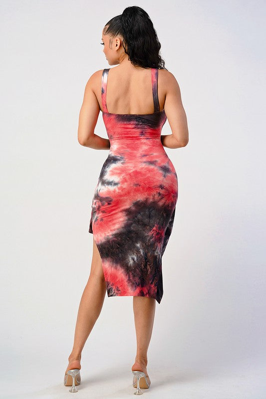 Twist High Low Skirt Cut Out Tie Dye Dress
