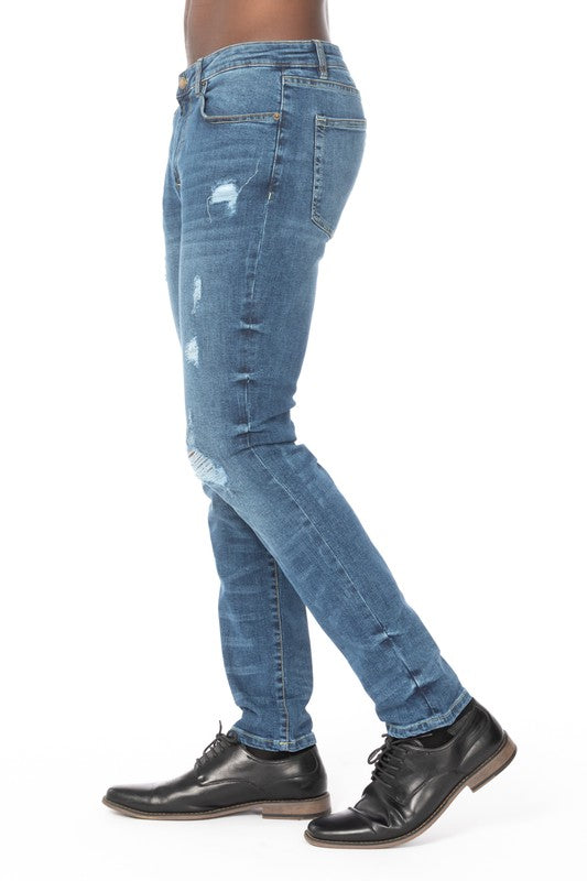 Men's Distressed Taper Denim Jeans