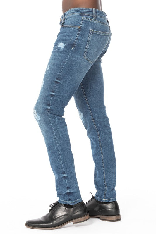 Men's Distressed Taper Denim Jeans