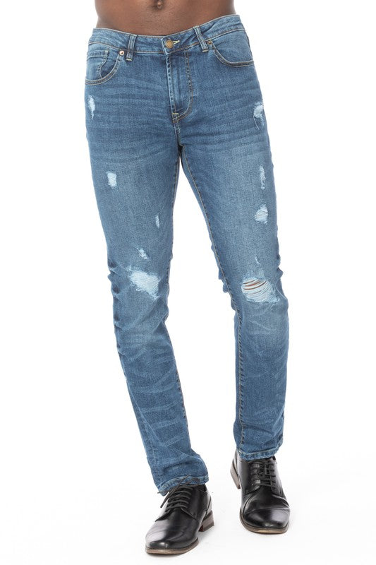 Men's Distressed Taper Denim Jeans
