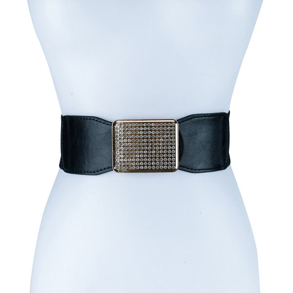 Square Rhinestone Smocked Belt