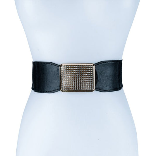Square Rhinestone Smocked Belt