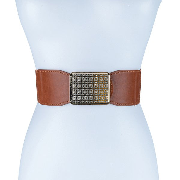 Square Rhinestone Smocked Belt